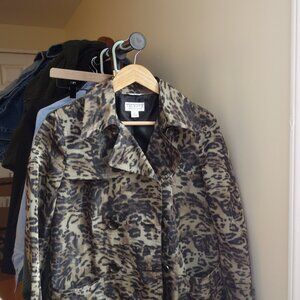 Talbots Collection, Belted, Double Breasted, Animal Print Trench Coat, Size 4